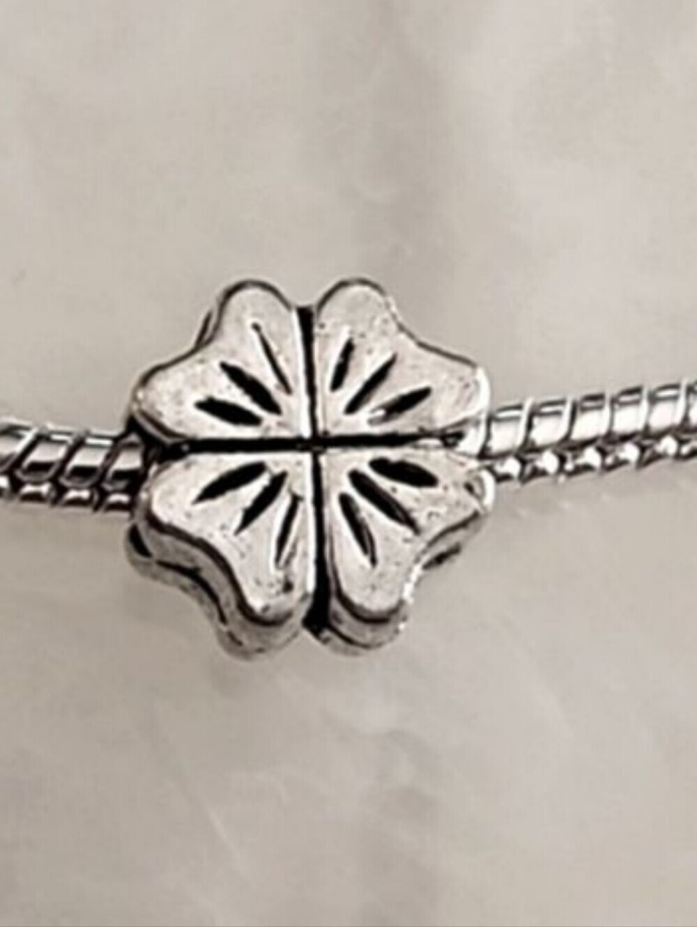 FOUR Leaf Clover Charm for European Style Bracelets Tibeten